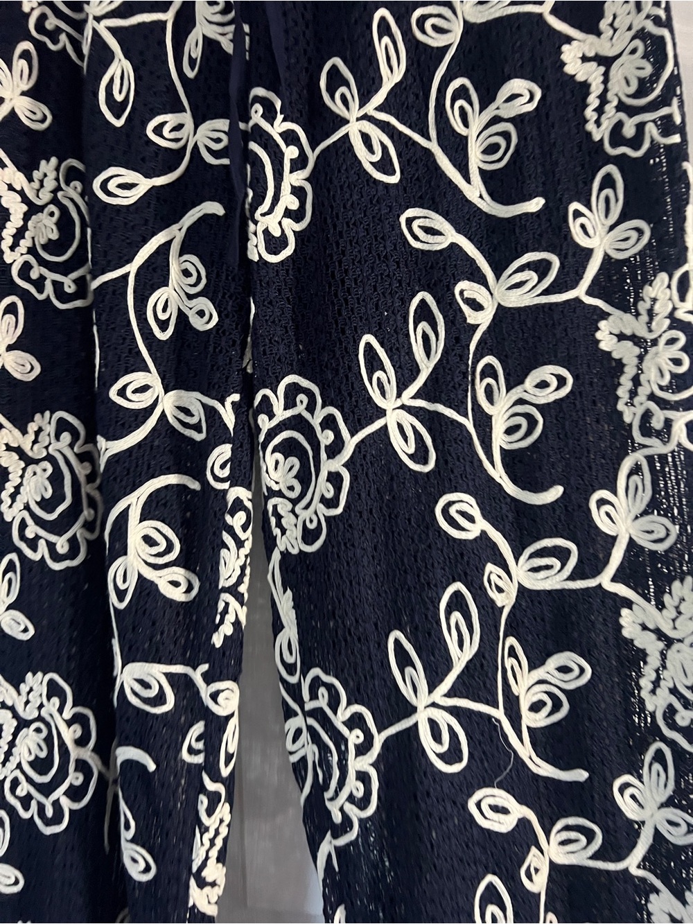 Solitaire Navy and Cream Crochet Top with Floral Swirls - Picture 6 of 10